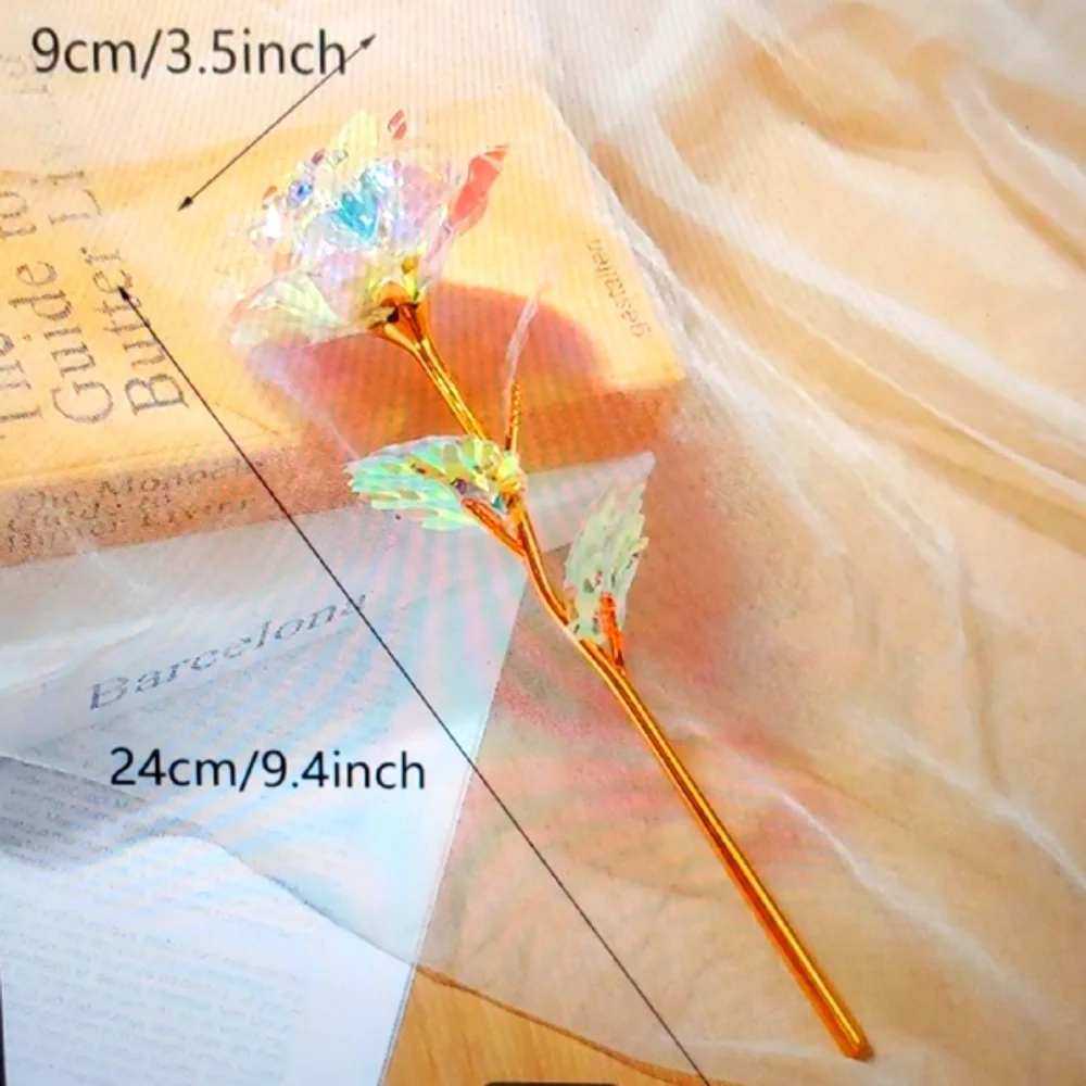 Rainbow Iridescent Rose with Golden Stem 🌹Single Rose 🌹Golden Rose 🌹 - Picture 5 of 8